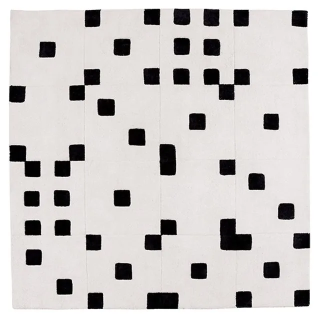 Black and white domino cotton rug