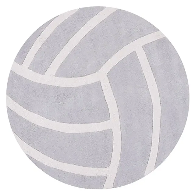 Round gray volleyball rugs