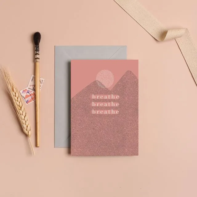 Breathe Greeting Card | Yoga Cards | Yoga Studio Cards | Affirmation and Mindfulness Cards