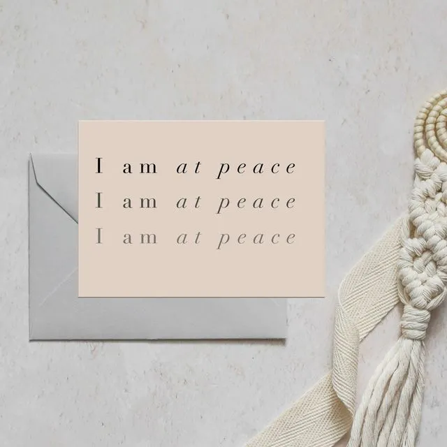 I AM AT PEACE Affirmation Mantra Note Card