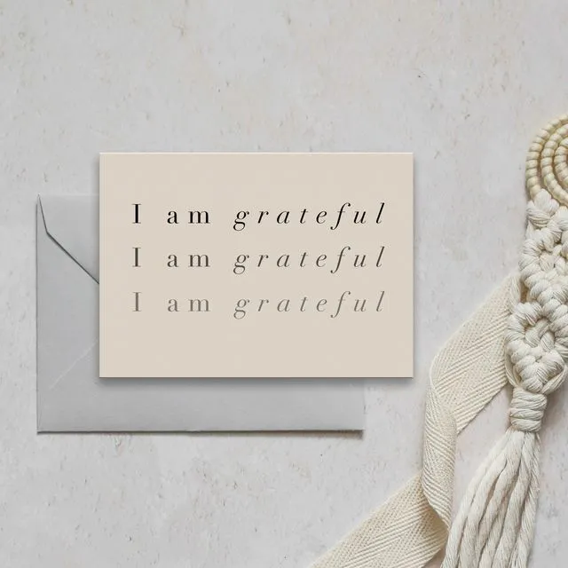 I AM GRATEFUL Affirmation Mantra Note Card | Eco Friendly |