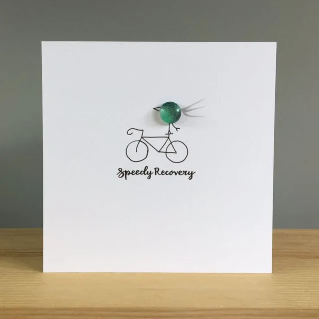 Speedy Recovery Greeting Card with glass birds
