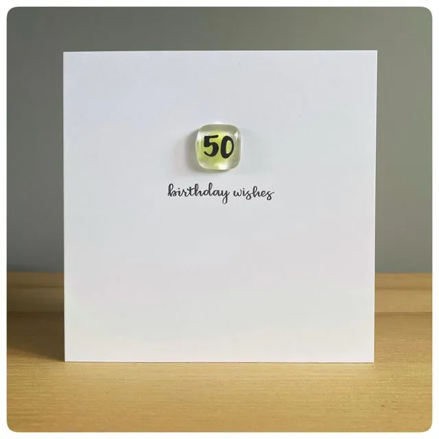 Happy 50th Birthday Greeting Card with glass tile