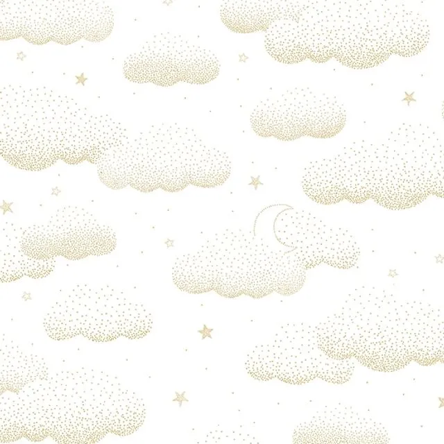 Baby wallpaper clouds and stars gold color