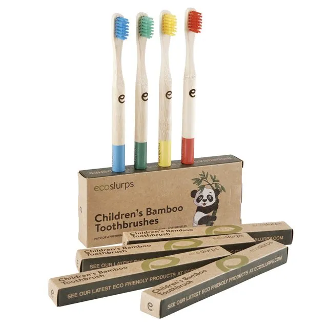 Bamboo Toothbrushes For Kids Soft Bristle (Set of 4)