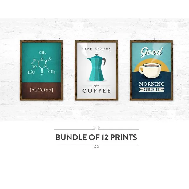 Best Seller Coffee Prints Variety Pack of 12 - bundle 5