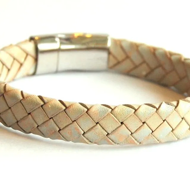 Bracelet braided leather beige