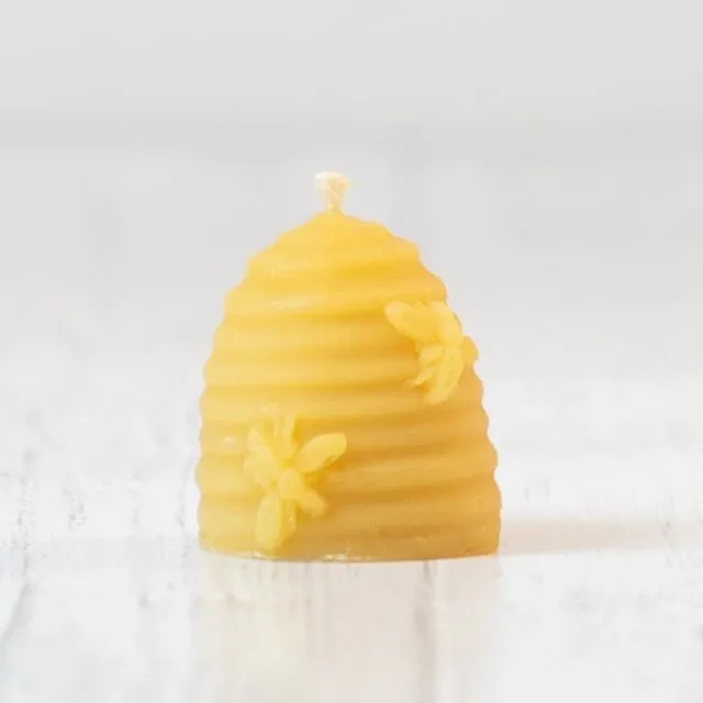Wee Skep Beeswax Candle With Bees