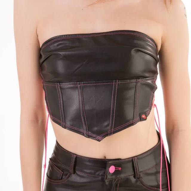 Stay Away Vegan Leather Corset top lingerie
