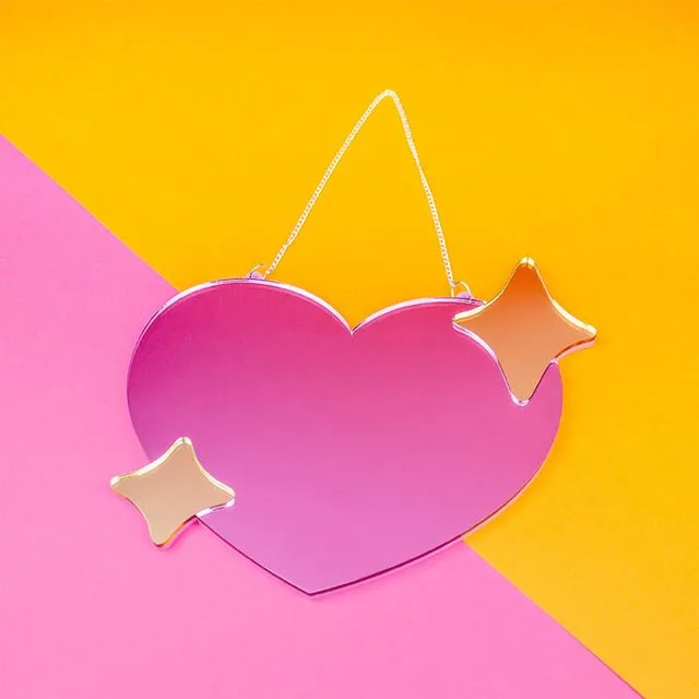 Pink Love Heart Shaped Wall Mirror