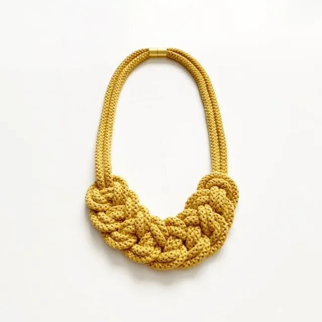 The Lena Necklace in Yellow - Cotton Rope Statement Necklace