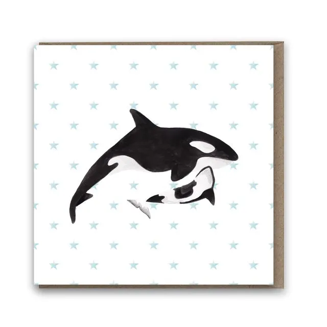 Baby and Parent Orca card
