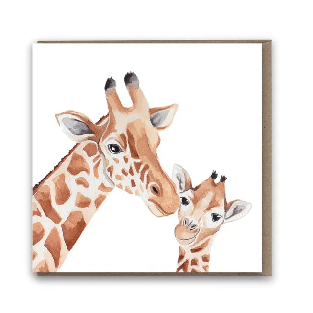 Baby and Parent Giraffe card