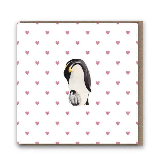 Baby and Parent Penguin card