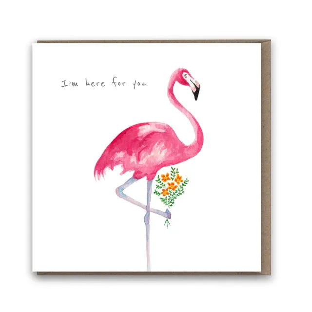 Flamingo with Flowers card