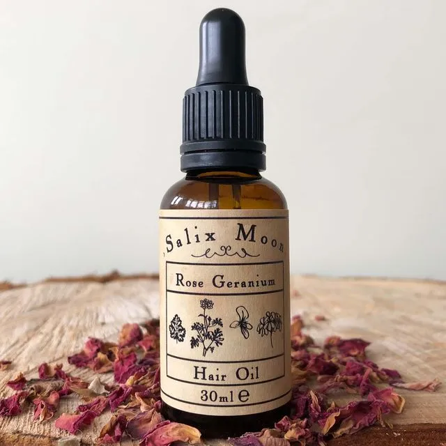 Botanical Hair and Scalp Oil - Argan, Jojoba & Grapeseed with Rose Geranium Essential Oil - 30ml