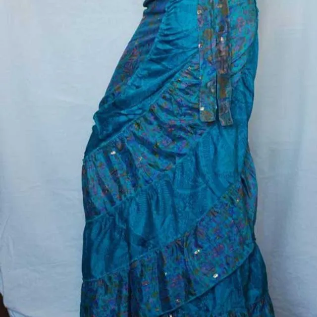 Flamenco silk skirt - Blue