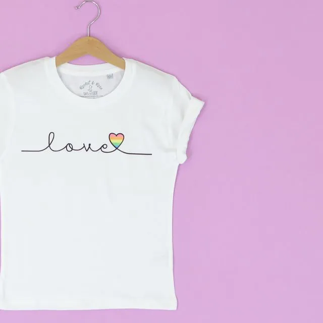 'LOVE' IS LOVE RAINBOW HEART T-SHIRT