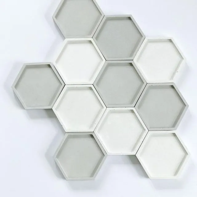 Concrete hexagonal tray/organiser (grey)