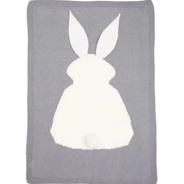 Baby & Toddler Knitted Blanket – 3D Bunny Rabbit - Grey