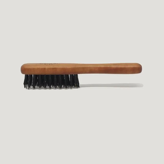 Small handle Beard brush genuine boar bristle - wood