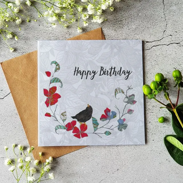 Happy Birthday - Black Bird Card
