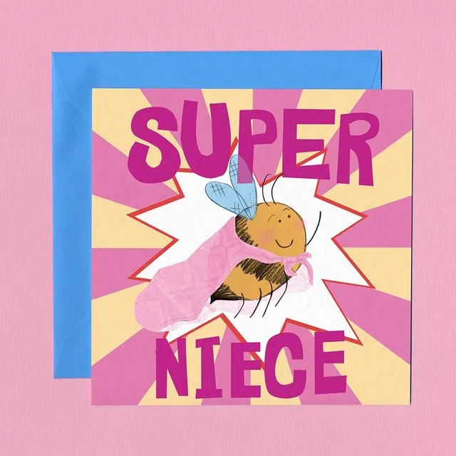 SUPER NIECE BEE Greetings Card