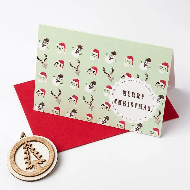 Merry Christmas - Hipster Pattern Greeting Card