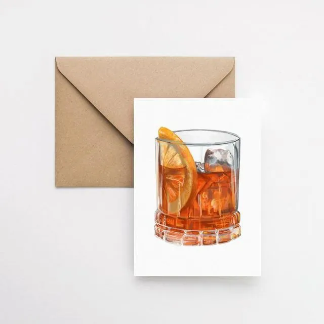 Negroni cocktail A6 greeting card