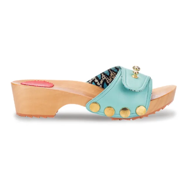 Matte Teal Leather Clogs