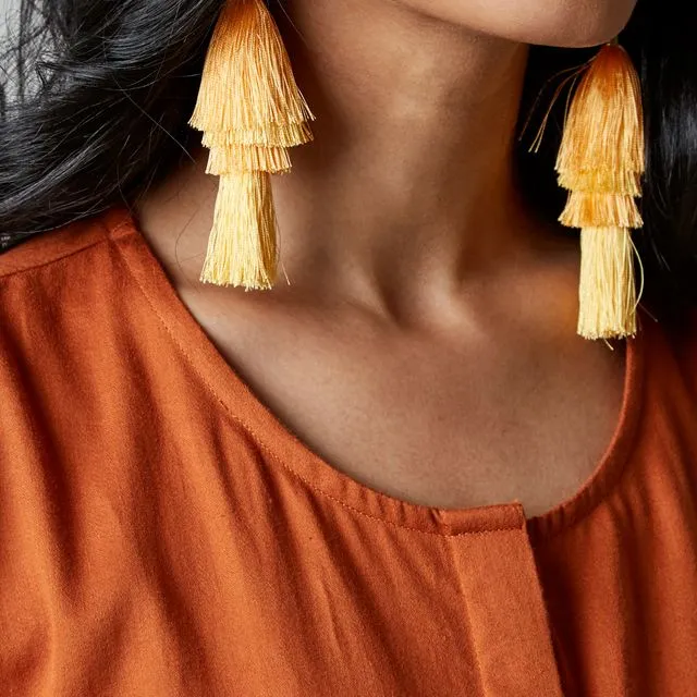 Tassel Earrings in Orange