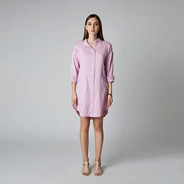Cotton Longline Dress in Pink Marshmallow
