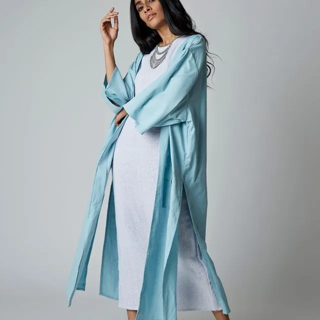 Maxi Cotton Kimono in Blue Blush