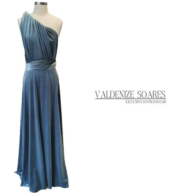 Sage bridesmaid dress, silver blue multiway dress, infinity dress, sage blue dress, powder blue convertible dress, full length dress