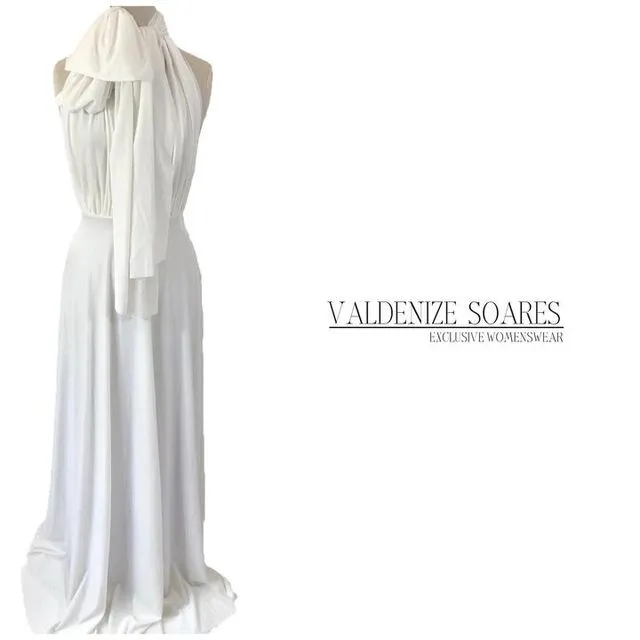 Wedding dress, bridal gown, white dress, velvet infinity dress, off-white cream ivory dress, long dress, multiway dress, convertible dress