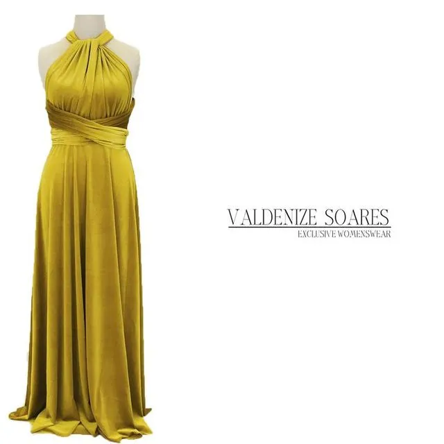 Mustard yellow velvet dress, multiway dress, infinity dress, bridesmaid dress, prom dress, long dress, evening dress, convertible dress