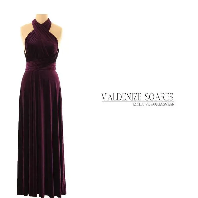 Purple velvet dress, infinity dress, bridesmaid dress, prom dress, ball gown, long dress, evening dress, convertible dress, party dress