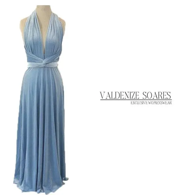 Baby blue velvet dress, multiway dress, infinity dress, bridesmaid dress, prom dress, evening dress, convertible dress, party dress
