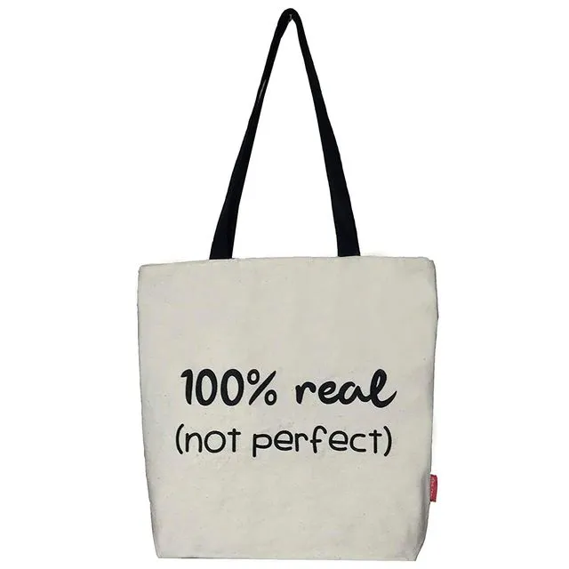 Tote bag "100% real, not perfect"