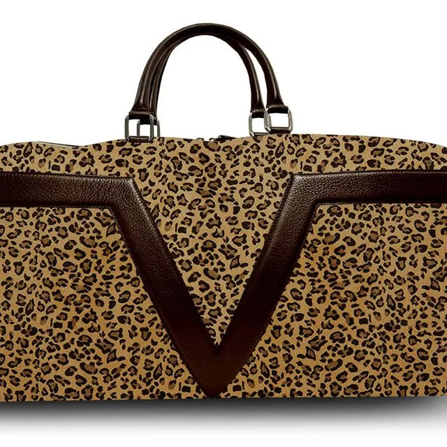 Large Leather Leopard VLx Travel Bag - Brown Outlines