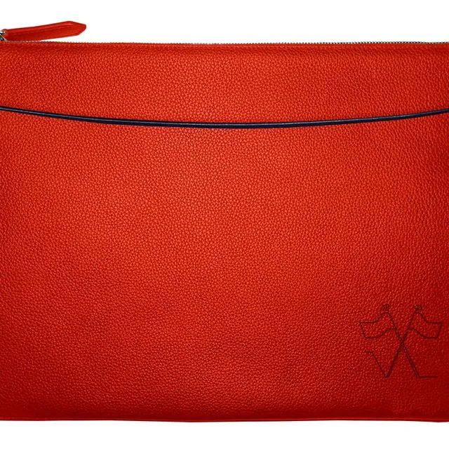 Laptop sleeve with front pocket Red, Blue outlines 38cm
