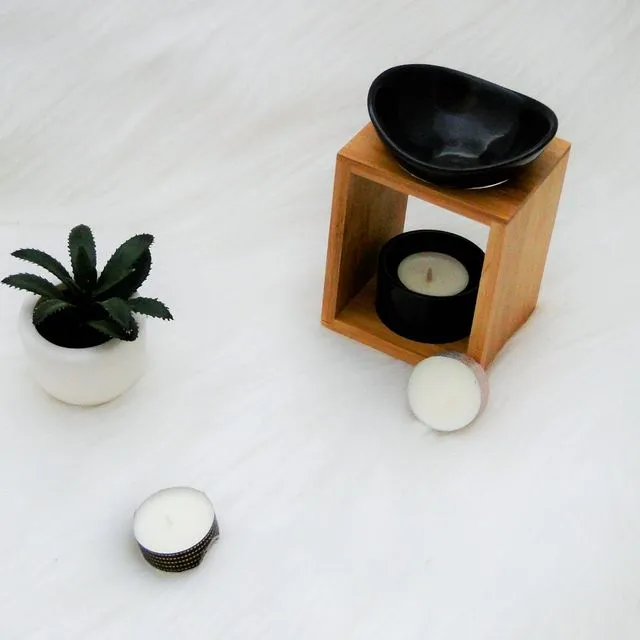 Burner for scented wax with black cup