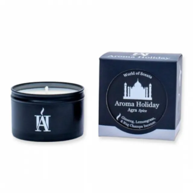 Luxury Agra SPICE Travel Candle Tin Gift by Aroma Holiday