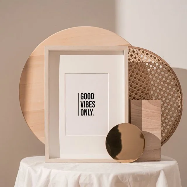 Good Vibes Only Positive Quote Wall Art Print | Pink | A3, A4, A5, A6 | Retro Typography Print | Black and white Wall Art | Art Print