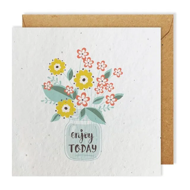 Enjoy Today greeting card bloom seed paper pack of 10