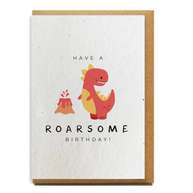 Birthday Dinosaur greeting card bloom seed paper pack of 10