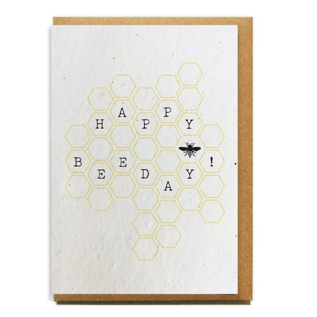 Happy Bee-Day! greeting card bloom seed paper pack of 10