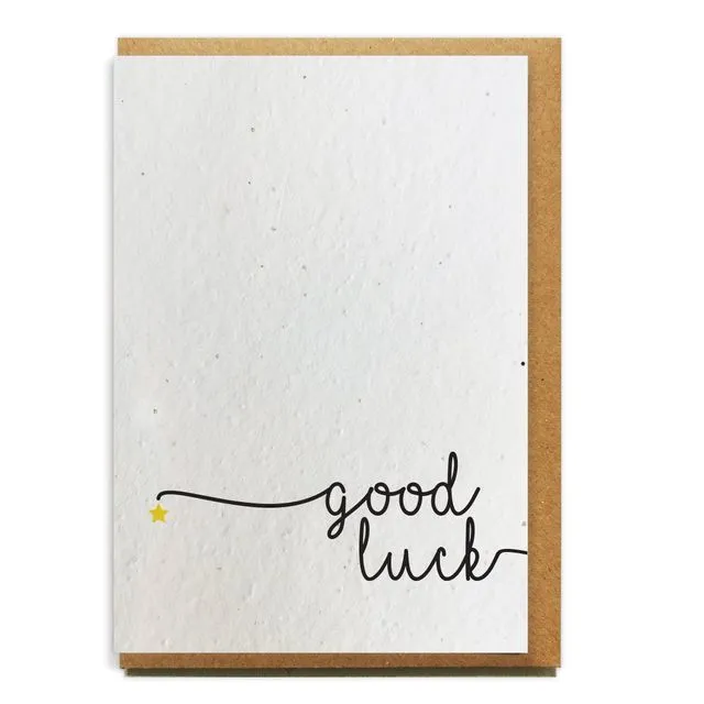 Good Luck - STAR Heart greeting card bloom seed paper pack of 10