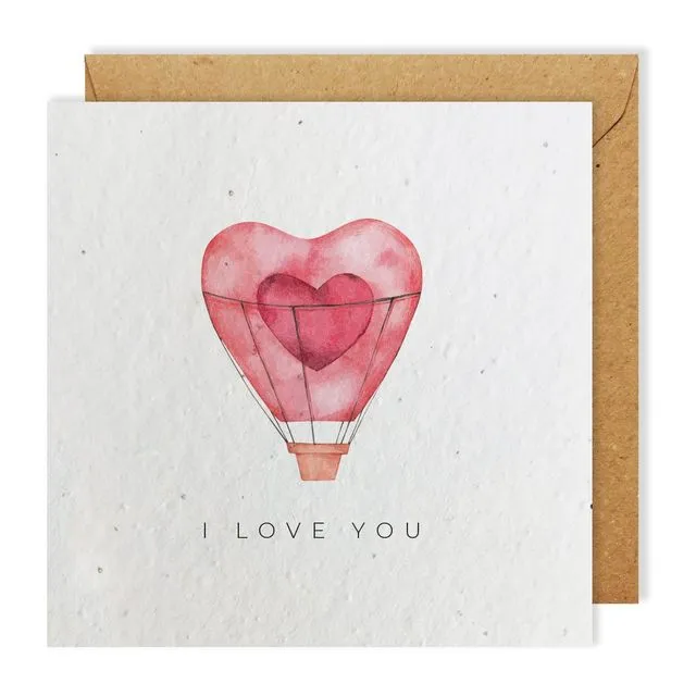 I Love You Air Balloon greeting card bloom seed paper pack of 10