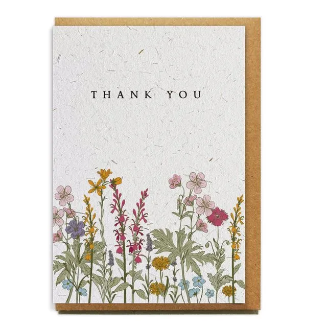 Wildflowers - Thank You greeting card bloom seed paper pack of 10